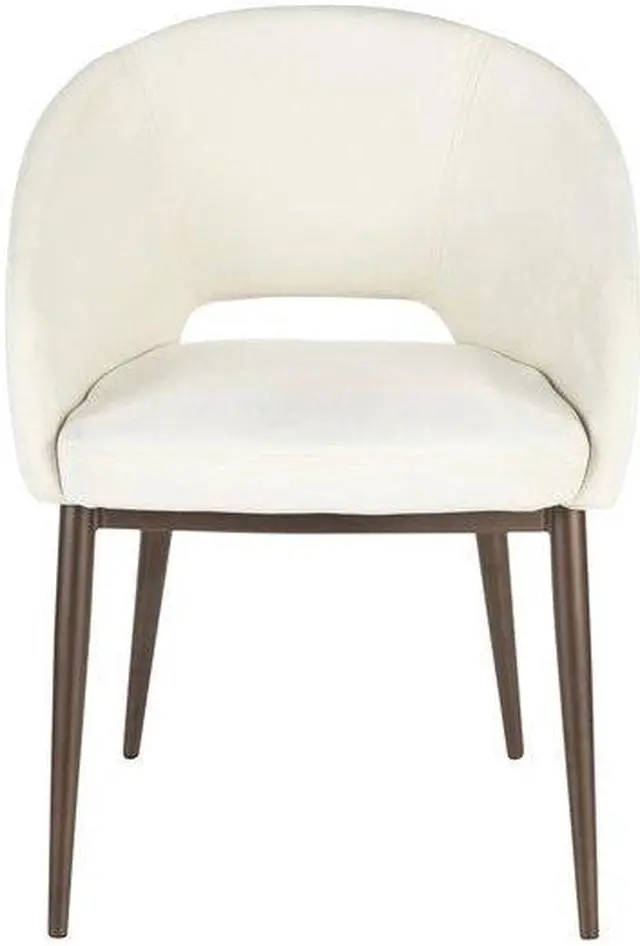 Alt view image 7 of 15 - LumiSource Renee contemporary chair in copper Metal Legs with cream Velvet