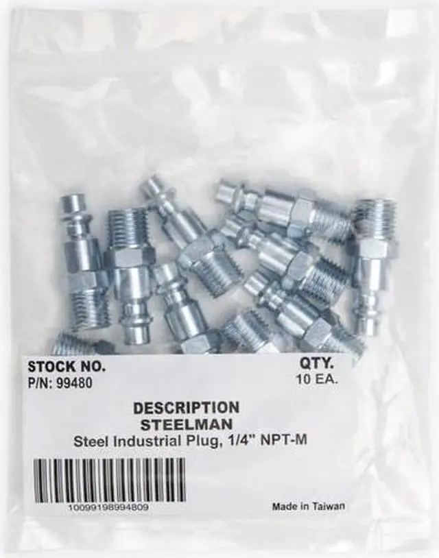 Alt view image 4 of 4 - STEELMAN 99480 Industrial Style Steel Quick Disconnect Plug with 1/4" NPTM