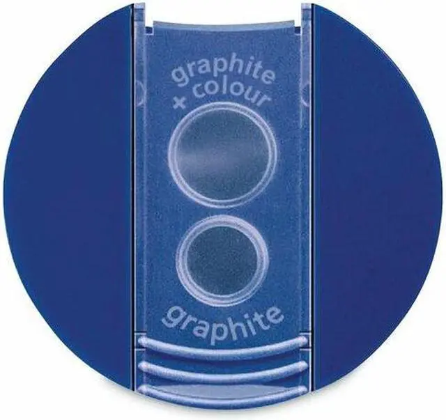 Alt view image 15 of 19 - Staedtler 512001BK03 Handheld Manual Double-Hole Plastic Sharpener, Blue/Silver, 6/Box