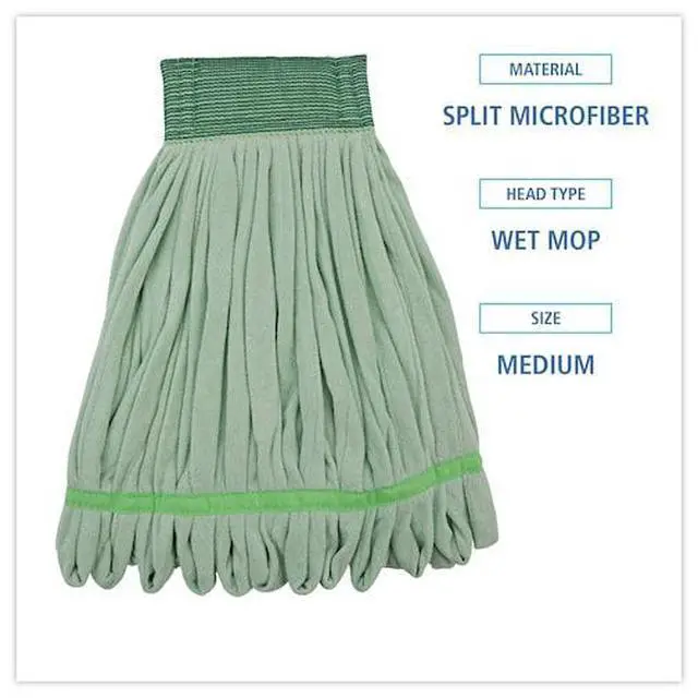 Alt view image 3 of 15 - Boardwalk - BWKMWTMGCT - Microfiber Looped-End Wet Mop Heads, Medium, Green, 12/Carton