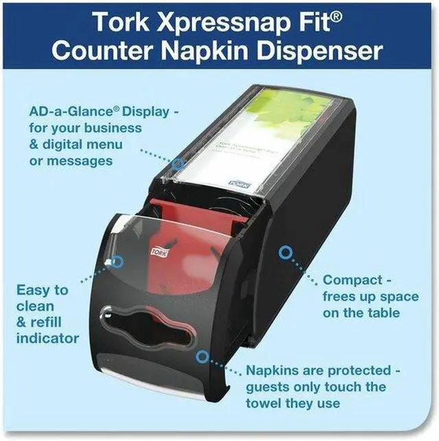 Alt view image 10 of 15 - Search Results
Web results
Tork Xpressnap Fit Countertop Napkin Dispenser Black