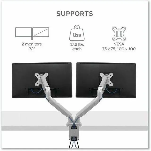 Alt view image 18 of 20 - Fellowes Platinum Series Adjustable Dual Monitor Arm Up to 32" Silver 8056501