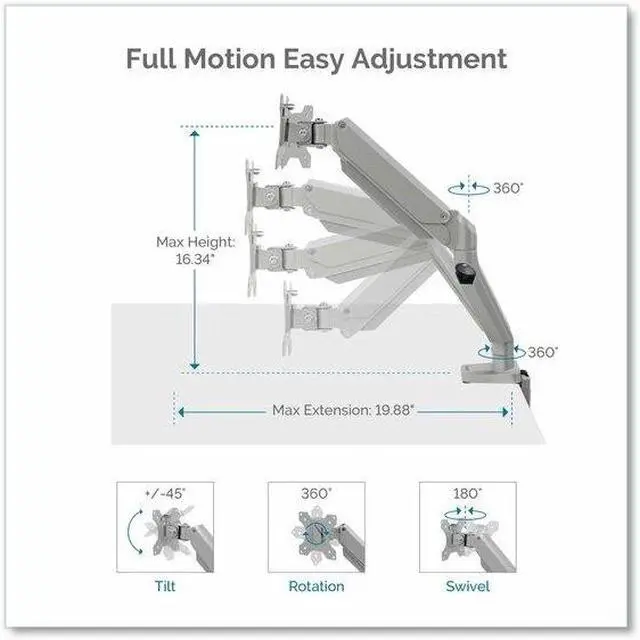 Alt view image 19 of 20 - Fellowes Platinum Series Adjustable Dual Monitor Arm Up to 32" Silver 8056501