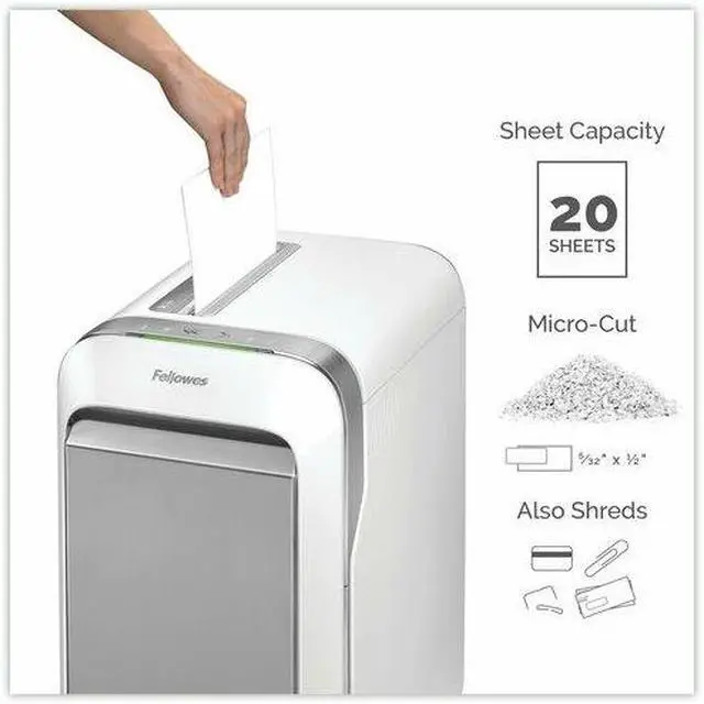 Alt view image 14 of 20 - Fellowes - 5015501 - Fellowes Powershred LX220 Micro-Cut Shredder (White) - Micro Cut - 20 Per Pass - for shredding