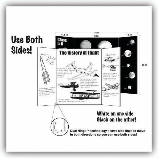 Alt view image 5 of 8 - Eco Brites Too Cool Tri-Fold Poster Board 36 x 48 Black/White 6/PK 27135