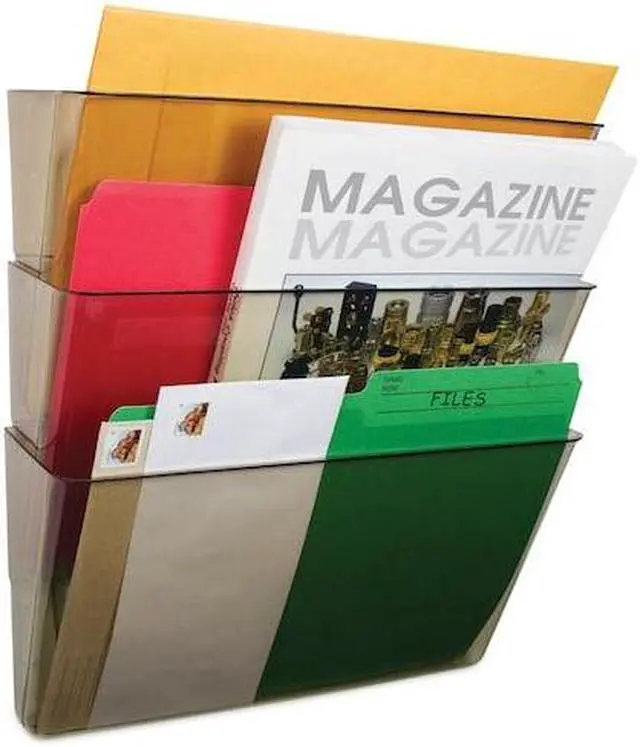 Alt view image 20 of 20 - Storex Wall File, Letter, 13 X 14, Three Pocket, Smoke 70246U06C