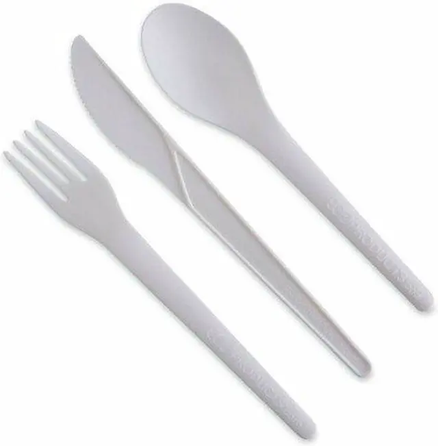 Alt view image 4 of 8 - Eco-Products EPS012 6" Plantware High-heat Forks, 1 Piece(s) - 1000/Carton - Disposable - Polylactic Acid (PLA) - Pearl White