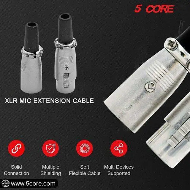Alt view image 12 of 14 - 5 CORE XLR Connector Male Female to 1/4 Audio Jack 3 Pin Secure Microphone Plug with Locking Ends - XLR 10 Pair