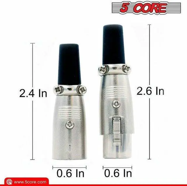 Alt view image 13 of 14 - 5 CORE XLR Connector Male Female to 1/4 Audio Jack 3 Pin Secure Microphone Plug with Locking Ends - XLR 10 Pair