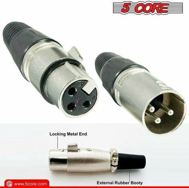 Alt view image 14 of 14 - 5 CORE XLR Connector Male Female to 1/4 Audio Jack 3 Pin Secure Microphone Plug with Locking Ends - XLR 10 Pair