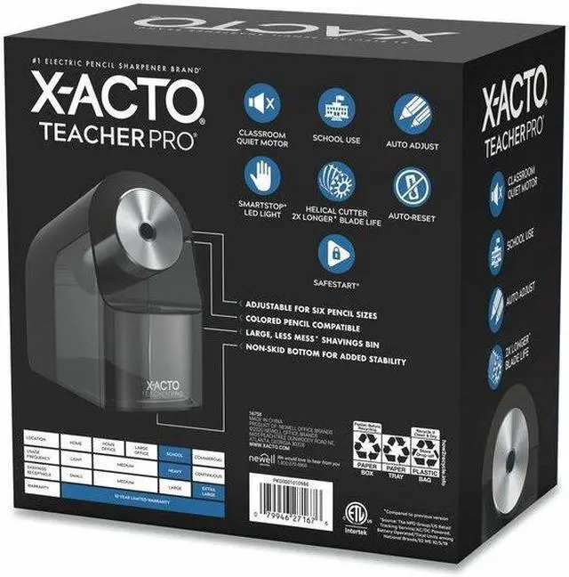Alt view image 10 of 15 - X-ACTO 1675X TeacherPro Classroom Electric Pencil Sharpener, Black