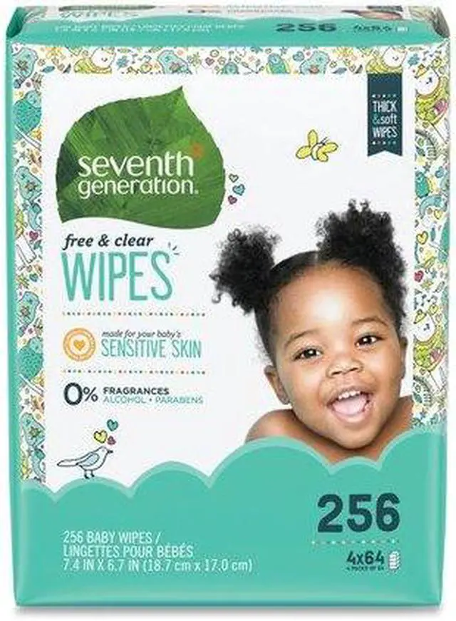 Alt view image 3 of 9 - Seventh Generation SEV 34219CT Free & Clear Baby Wipes, Refill, Unscented, White, 256/PK, 3 PK/CT