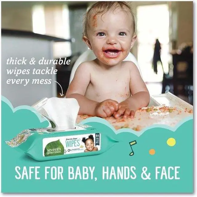 Alt view image 6 of 9 - Seventh Generation SEV 34219CT Free & Clear Baby Wipes, Refill, Unscented, White, 256/PK, 3 PK/CT