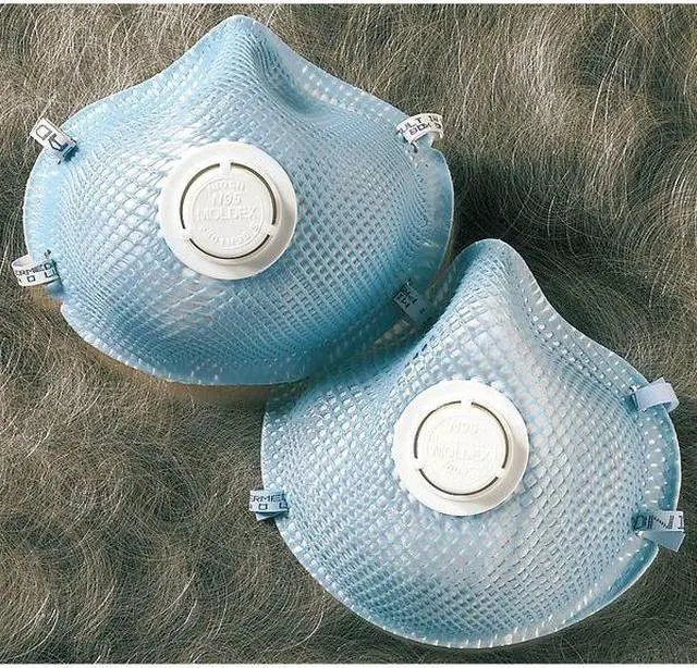 Alt view image 8 of 9 - Moldex N95 Disposable Respirator, Molded, Blue, Mask Size: S, 10PK Blue  2301N95