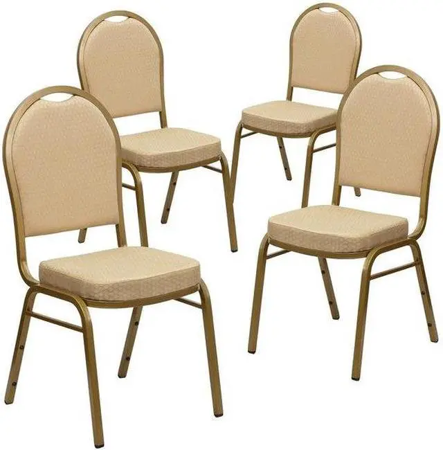 Alt view image 2 of 7 - FLASH FURNITURE 4-FD-C03-ALLGOLD-H20124E-GG Beige Fabric Banquet Chair,PK4