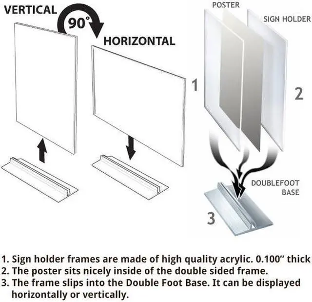 Alt view image 3 of 3 - AZAR DISPLAYS 102726-10PK 4" x 6" Vertical/Horizontal W/ T-strip Holder, PK10