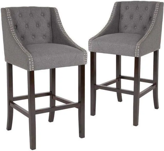 Alt view image 9 of 14 - Flash Furniture Carmel Series Transitional Fabric Barstool Dark Gray 2-Pieces (2CH182020T30DGF)