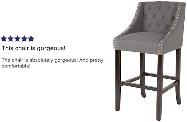 Alt view image 13 of 14 - Flash Furniture Carmel Series Transitional Fabric Barstool Dark Gray 2-Pieces (2CH182020T30DGF)