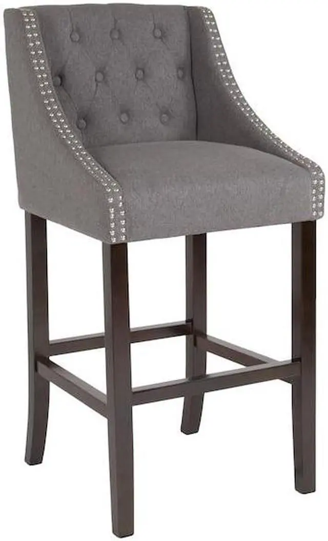 Alt view image 14 of 14 - Flash Furniture Carmel Series Transitional Fabric Barstool Dark Gray 2-Pieces (2CH182020T30DGF)