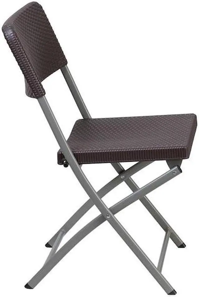 Alt view image 14 of 20 - Flash Furniture Rattan Plastic Folding Chair Brown Set of 2 (2DADYCZ61)
