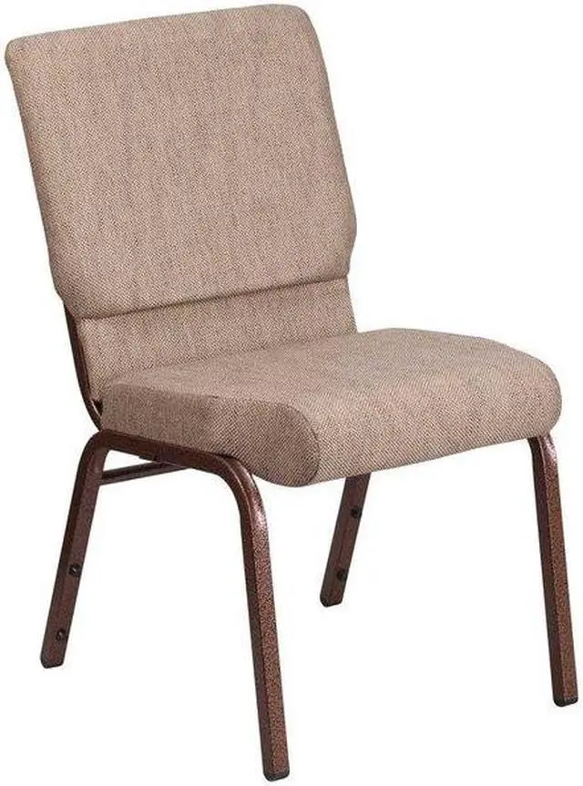 Alt view image 11 of 14 - Flash Furniture HERCULES Series Fabric Church Stacking Chair Beige/Copper Vein Frame 4 Pack (4FDCH185CVBGE1)