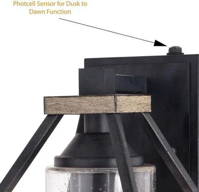 Alt view image 3 of 6 - VAXCEL T0584 Napier 6.25-in Black Farmhouse Wall Lantern, Dusk to Dawn Photocell