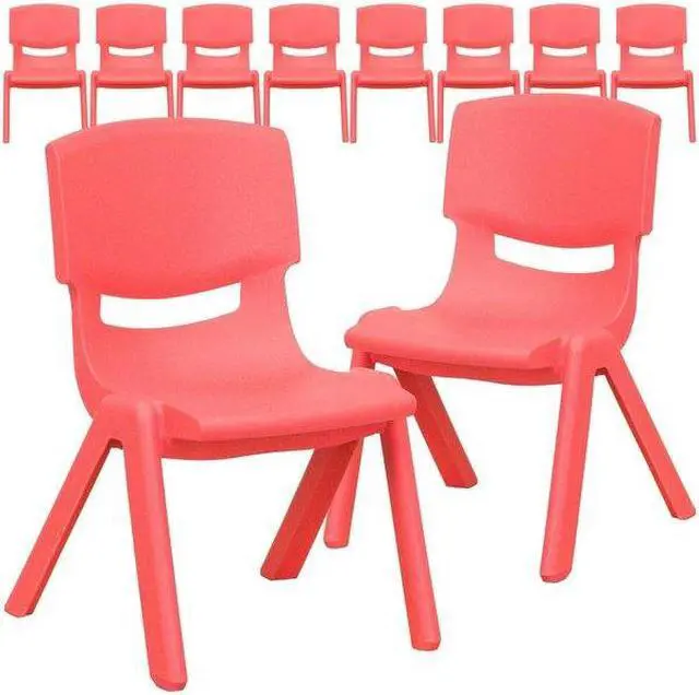 Alt view image 9 of 14 - Flash Furniture Plastic Kids Stackable Chair Red 10-Pieces (10YUYCX003RED)