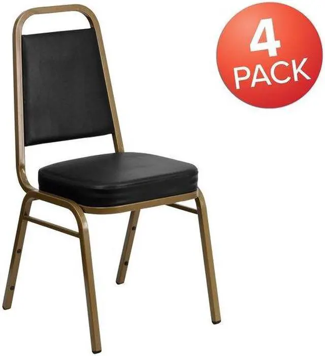 Alt view image 3 of 7 - FLASH FURNITURE 4-FD-BHF-1-ALLGOLD-BK-GG Black Vinyl Banquet Chair,PK4