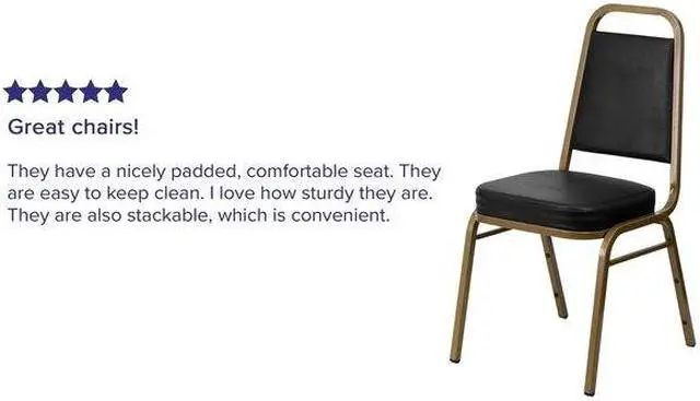 Alt view image 5 of 7 - FLASH FURNITURE 4-FD-BHF-1-ALLGOLD-BK-GG Black Vinyl Banquet Chair,PK4