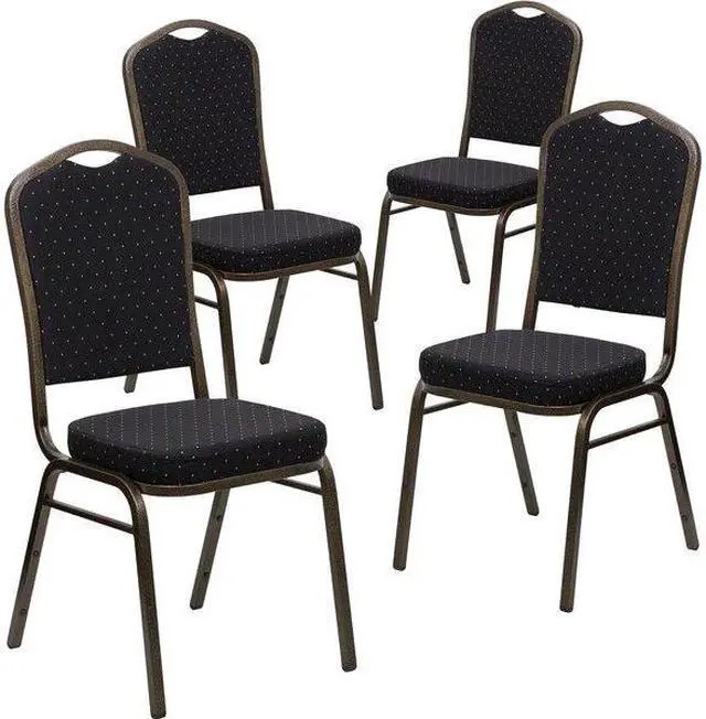 Alt view image 3 of 7 - FLASH FURNITURE 4-FD-C01-GOLDVEIN-S0806-GG Black Fabric Banquet Chair,PK4