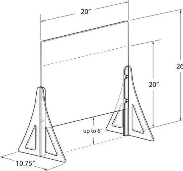 Alt view image 2 of 3 - AZAR DISPLAYS 179770-187 Acrylic Plexiglass Shield PPE 20"x20" Adjustable w/