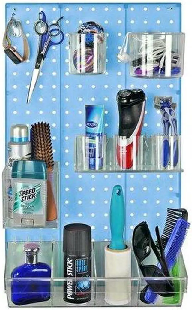 Alt view image 3 of 4 - AZAR DISPLAYS 900942-BLU 12-Piece Blue Pegboard Organizer Kit with 1 Panel and