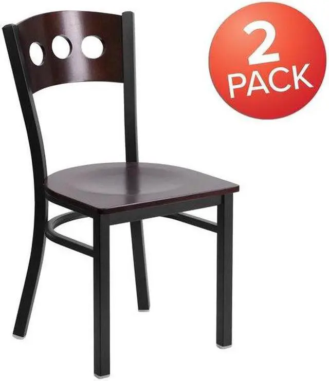 Alt view image 2 of 7 - FLASH FURNITURE 2-XU-DG-6Y2B-WAL-MTL-GG Bk/Wal 3 Circ Chair-Wood Seat,PK2