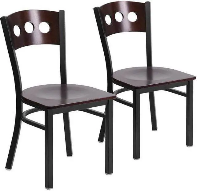 Alt view image 4 of 7 - FLASH FURNITURE 2-XU-DG-6Y2B-WAL-MTL-GG Bk/Wal 3 Circ Chair-Wood Seat,PK2
