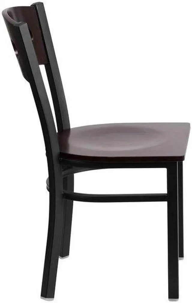 Alt view image 6 of 7 - FLASH FURNITURE 2-XU-DG-6Y2B-WAL-MTL-GG Bk/Wal 3 Circ Chair-Wood Seat,PK2