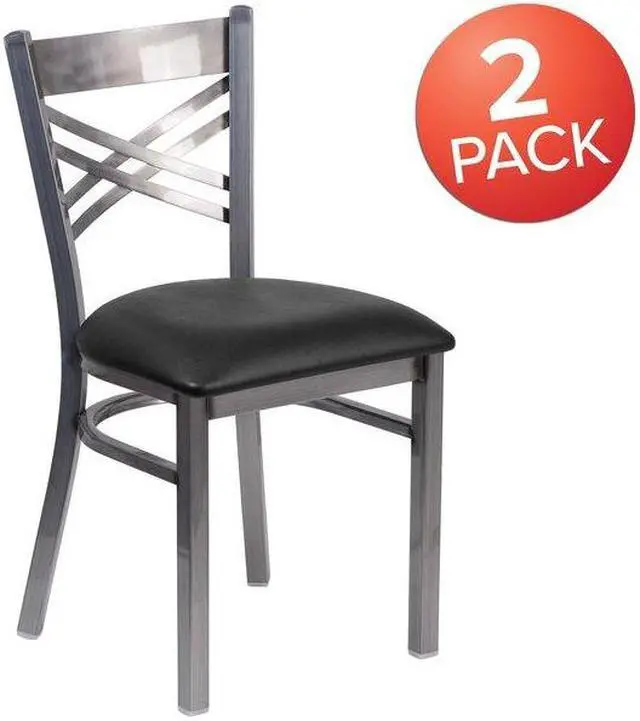 Alt view image 3 of 7 - FLASH FURNITURE 2-XU-6FOB-CLR-BLKV-GG Clear Coated ''X'' Back Metal Restaurant