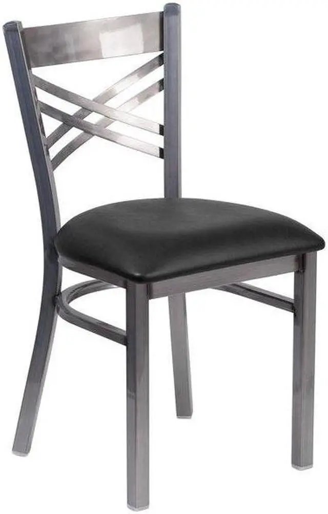 Alt view image 5 of 7 - FLASH FURNITURE 2-XU-6FOB-CLR-BLKV-GG Clear Coated ''X'' Back Metal Restaurant