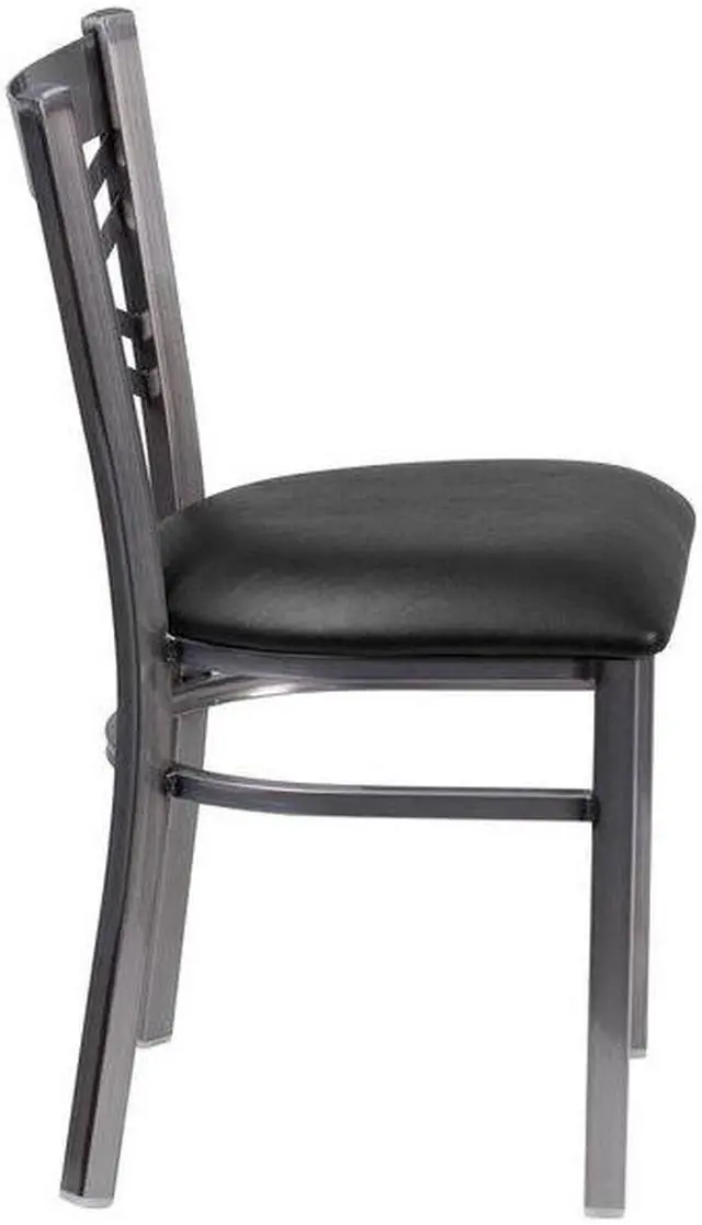 Alt view image 6 of 7 - FLASH FURNITURE 2-XU-6FOB-CLR-BLKV-GG Clear Coated ''X'' Back Metal Restaurant