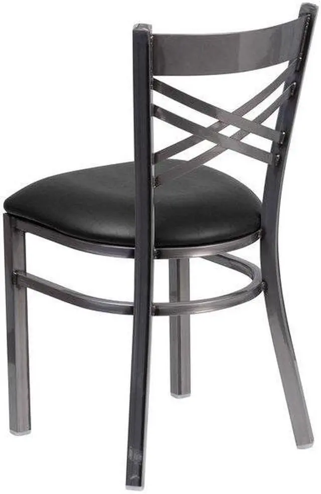 Alt view image 7 of 7 - FLASH FURNITURE 2-XU-6FOB-CLR-BLKV-GG Clear Coated ''X'' Back Metal Restaurant