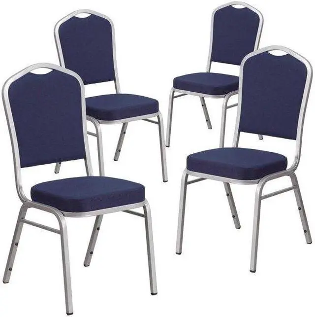Alt view image 2 of 7 - FLASH FURNITURE 4-FD-C01-S-2-GG Navy Fabric Banquet Chair,PK4