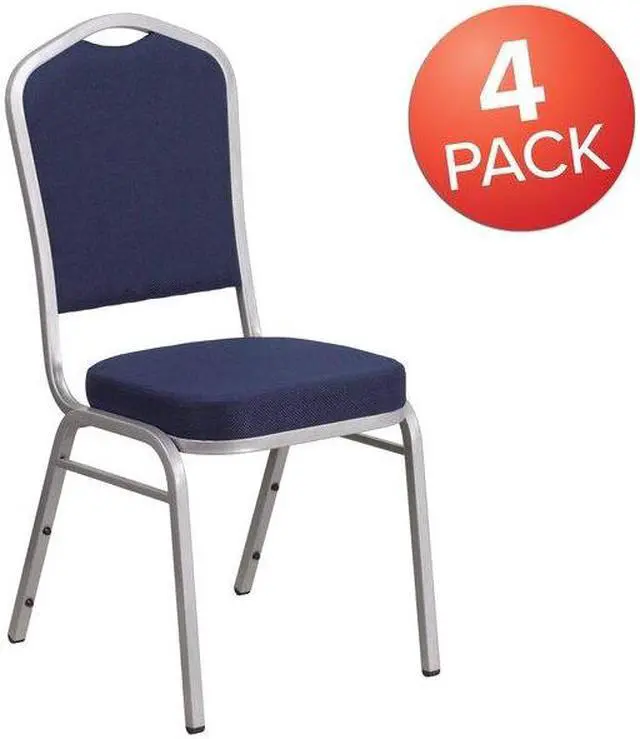 Alt view image 4 of 7 - FLASH FURNITURE 4-FD-C01-S-2-GG Navy Fabric Banquet Chair,PK4