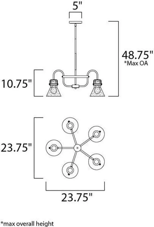 Alt view image 2 of 2 - MAXIM LIGHTING 26117CDPC Seafarer 5-Light 23.75" Wide Polished Chrome Chandelier