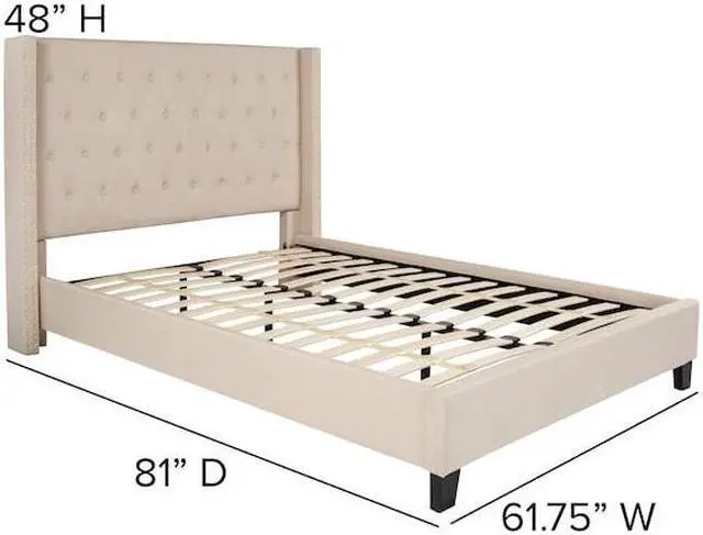 Alt view image 17 of 20 - Riverdale Full Size Tufted Upholstered Platform Bed in Beige Fabric
