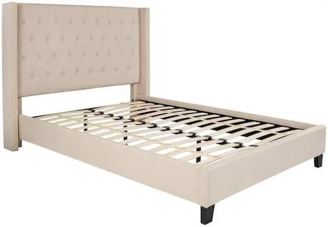 Alt view image 20 of 20 - Riverdale Full Size Tufted Upholstered Platform Bed in Beige Fabric