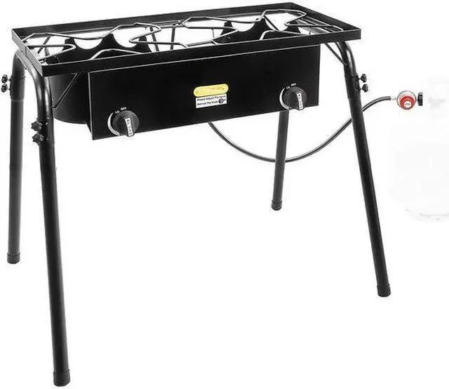 Alt view image 3 of 5 - CONCORD B-7841 Double Burner Outdoor Stand Stove Cooker w/ Regulator Brewing