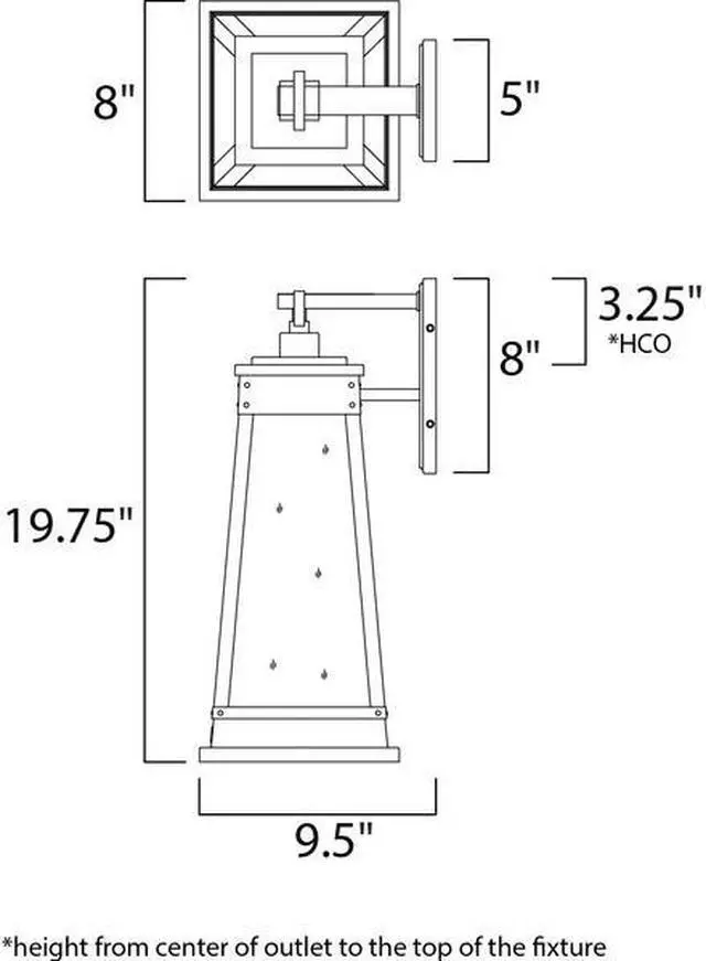 Alt view image 2 of 4 - MAXIM LIGHTING 3045RPOLB Schooner 1-Light 8" Wide Olde Brass Outdoor Wall Sconce
