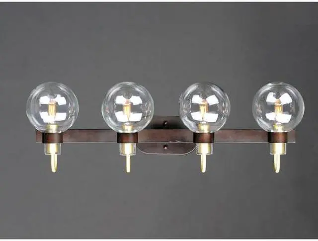 Alt view image 4 of 4 - MAXIM 30514CLBZSBR Bauhaus 4-Light 33" Wide Bronze / Satin Brass Vanity Light