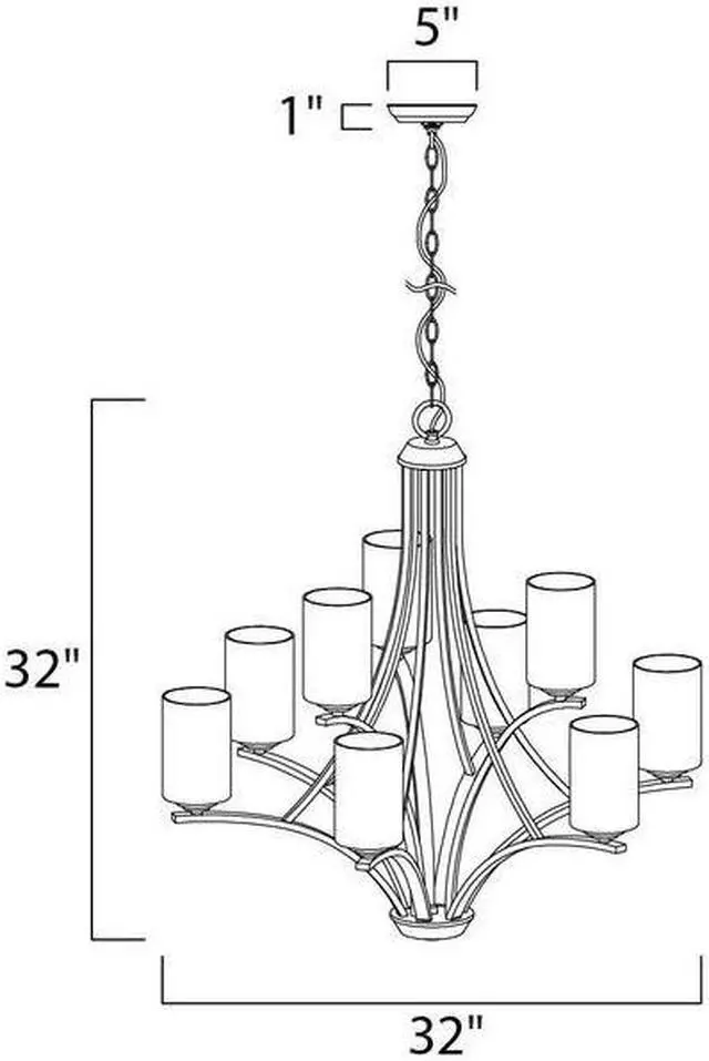 Alt view image 2 of 3 - MAXIM 20036SWOI Deven 9-Light 32" Wide Oil Rubbed Bronze Chandelier