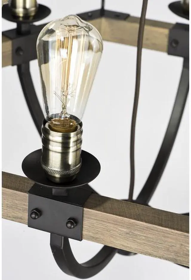 Alt view image 3 of 3 - MAXIM LIGHTING 20335WOBZ Lodge 6-Light 24" Wide Weathered Oak / Bronze