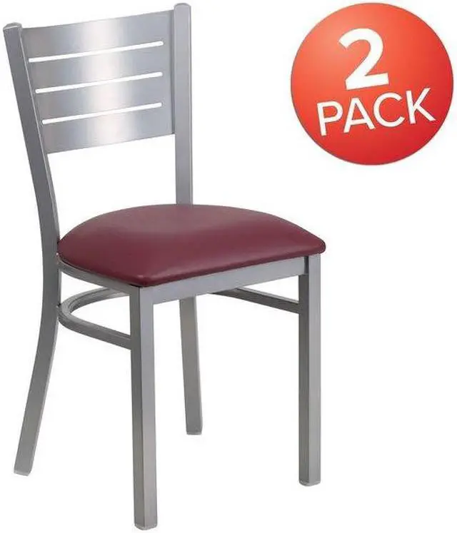 Alt view image 3 of 7 - FLASH FURNITURE 2-XU-DG-60401-BURV-GG Silver Slat Chair-Burg Seat,PK2